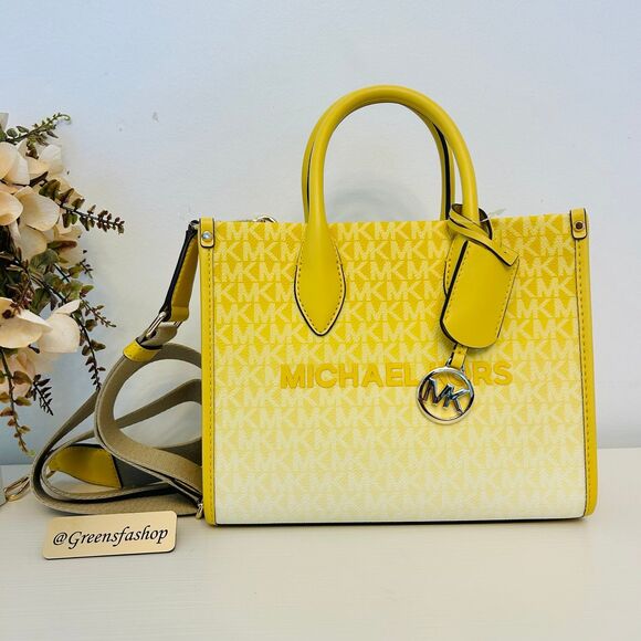 Michael Kors Mirella Small Ombré Signature Logo Crossbody Bag Daisy Yellow - Picture 1 of 9